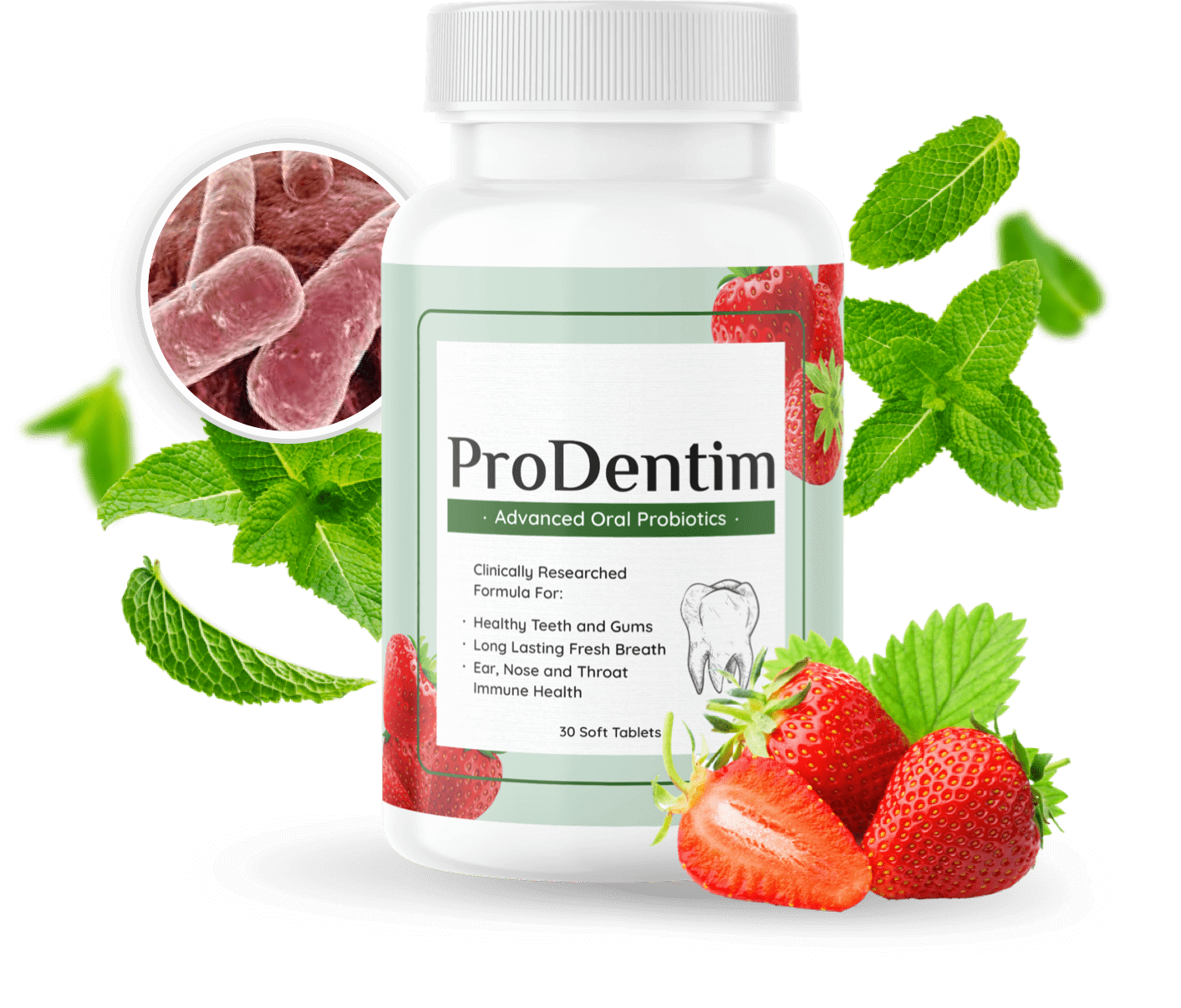 Prodentim 1Bottle with cherries and leaves